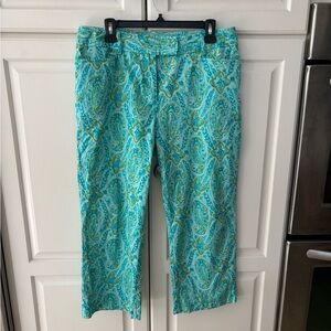 Versailles Capri pant turquoise zipper button pockets mid-rise sz‎ 12